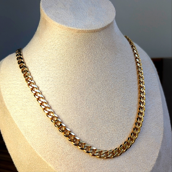 NEW 7mm 18k Gold Miami Cuban link plated geometric hip hop chain necklace Gift
